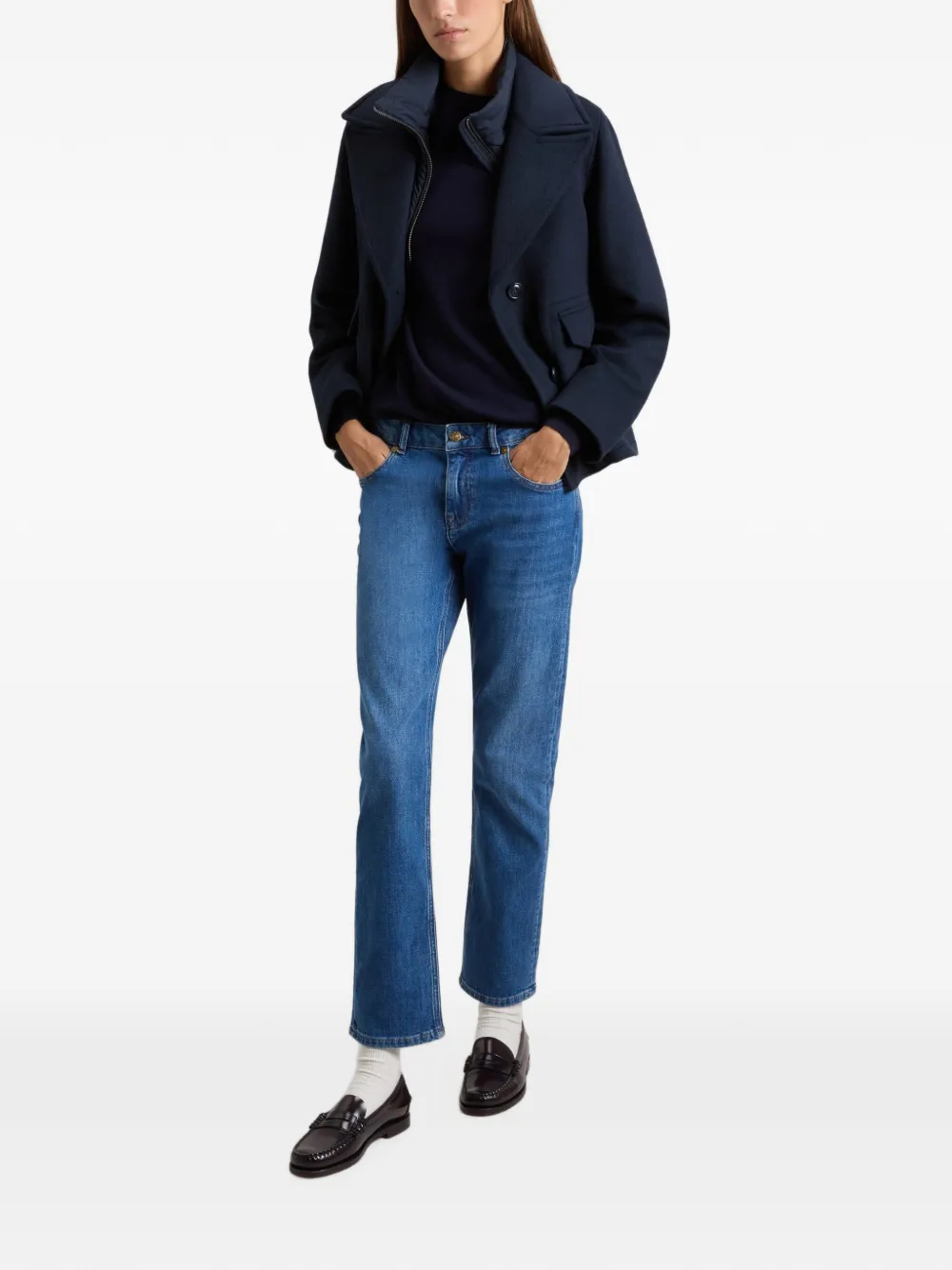 Woolrich Melton jack met knoopsluiting Blauw