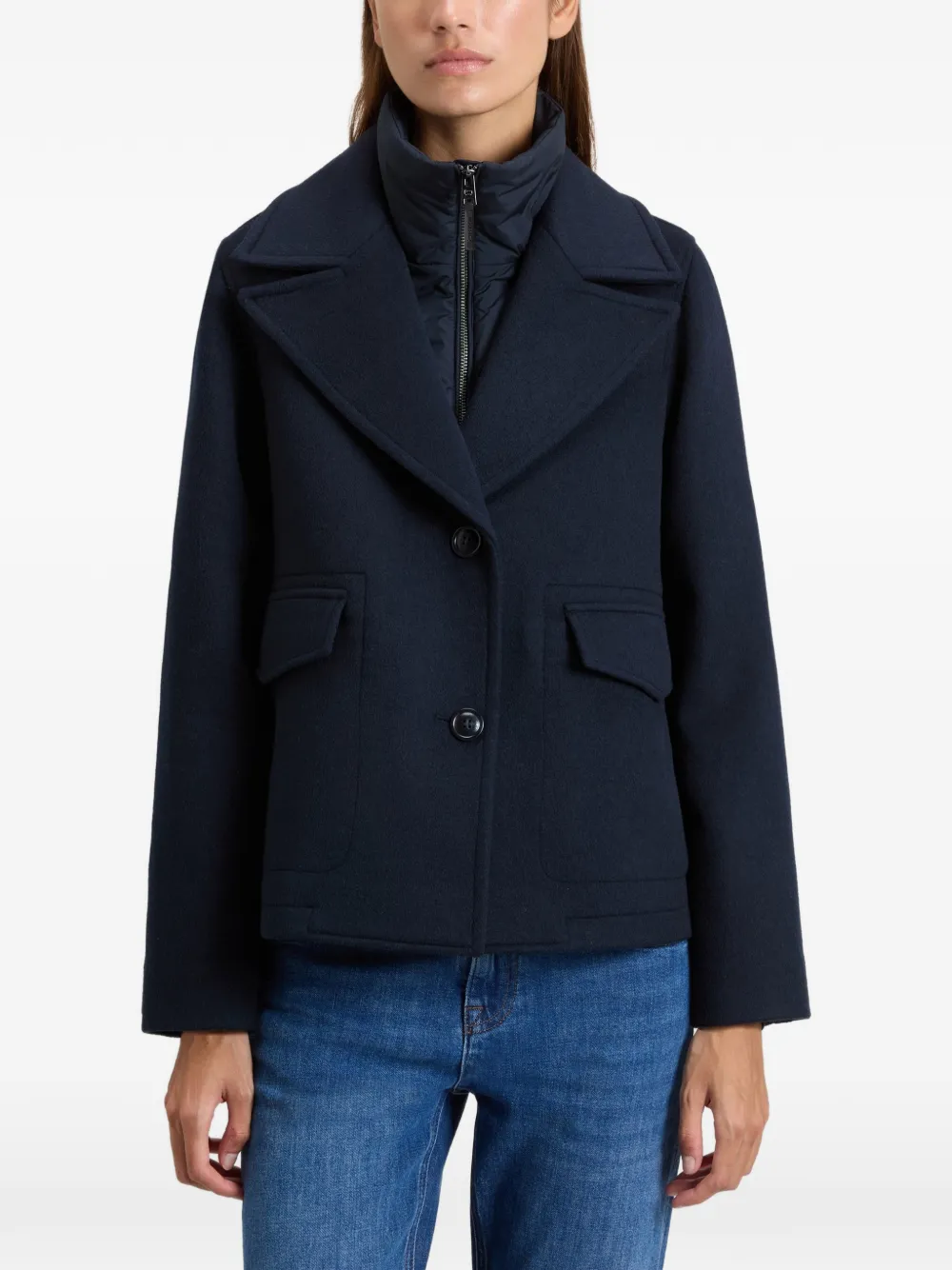 Woolrich Melton jack met knoopsluiting Blauw