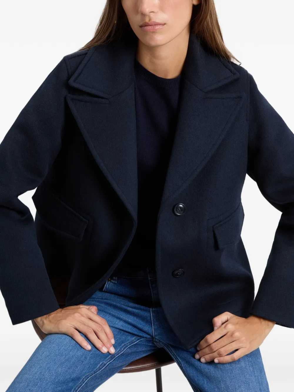Woolrich Melton jack met knoopsluiting Blauw