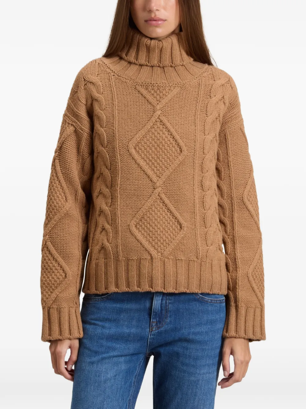 Woolrich Aran gebreide coltrui Bruin