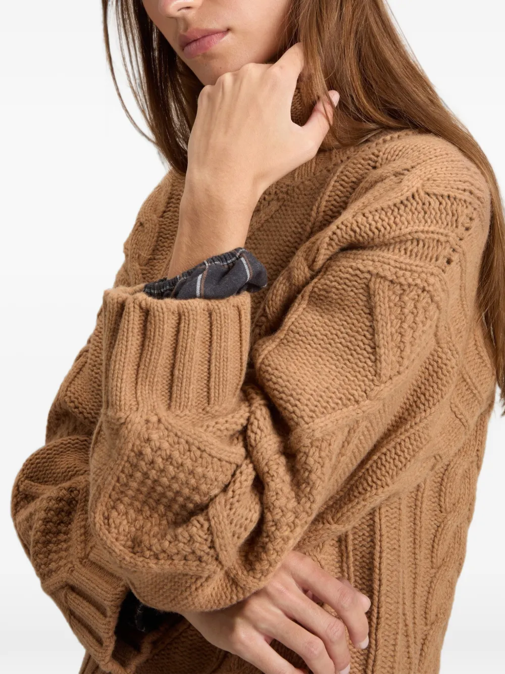 Woolrich Aran gebreide coltrui Bruin