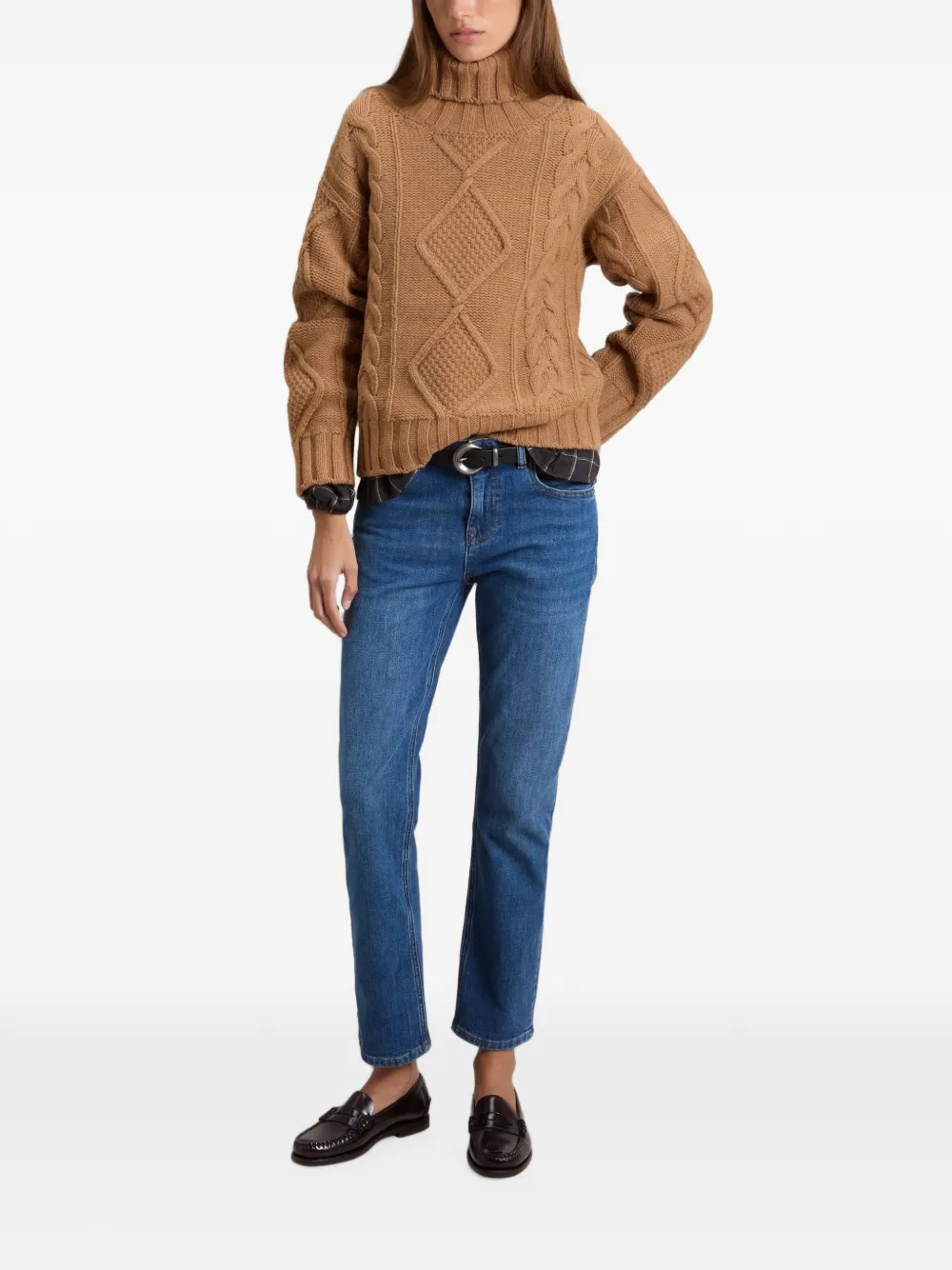 Woolrich Aran gebreide coltrui Bruin