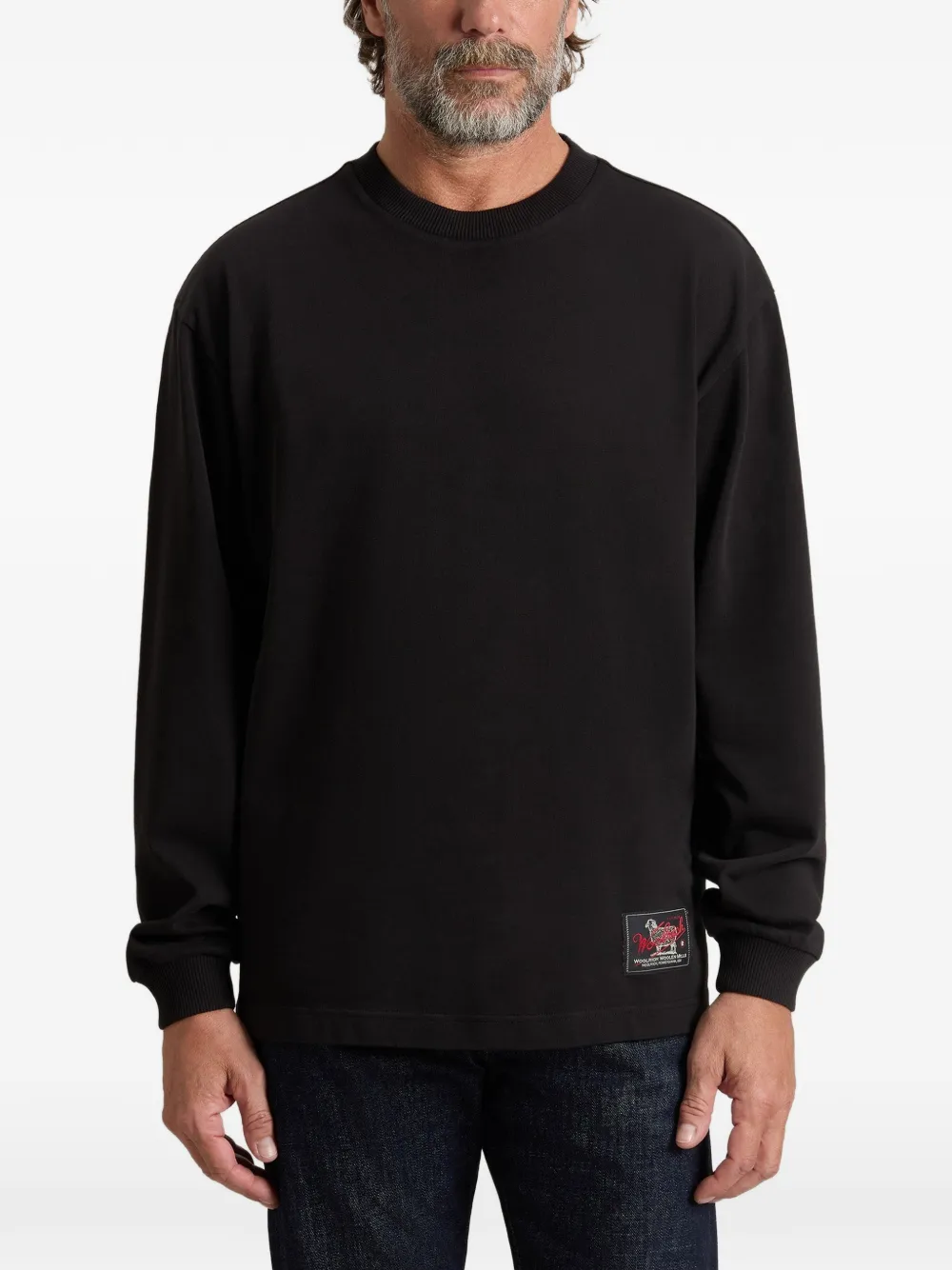 Woolrich Sweater met logopatch Zwart