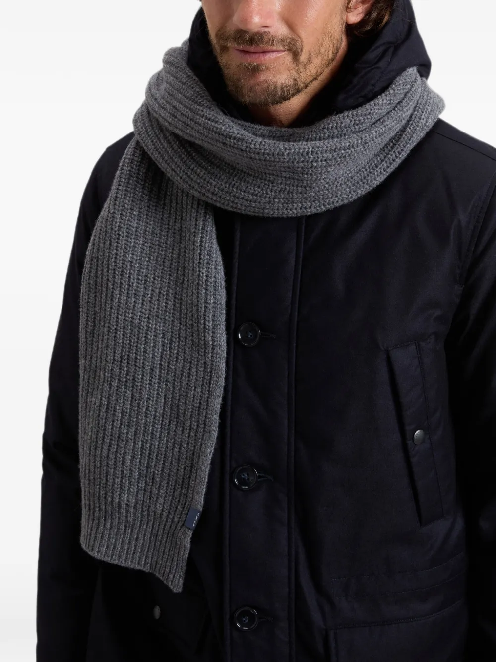 Woolrich Ribgebreide sjaal Grijs