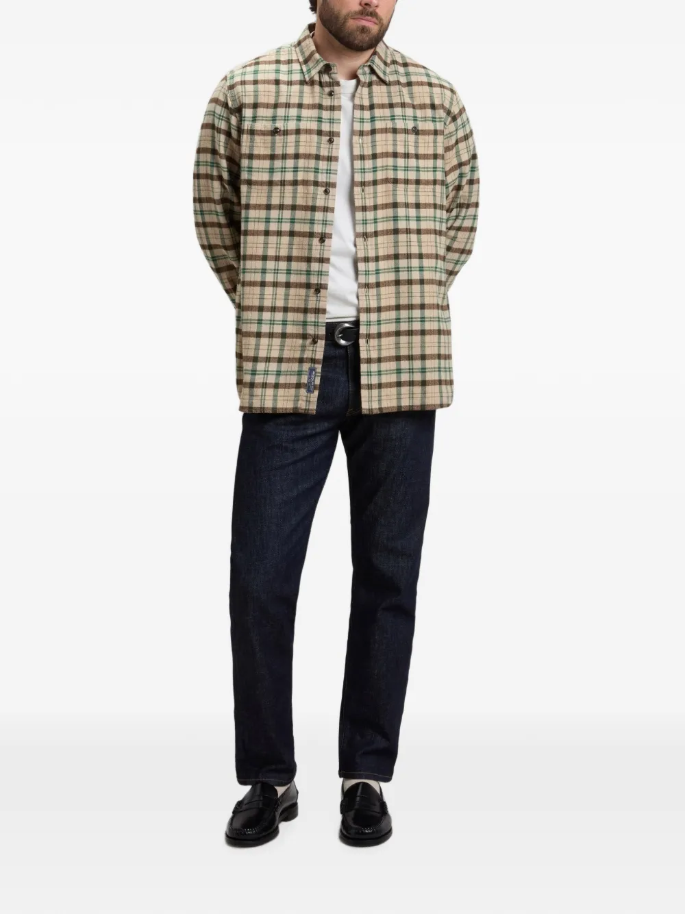 Woolrich Warren geruit flanellen overhemd Beige