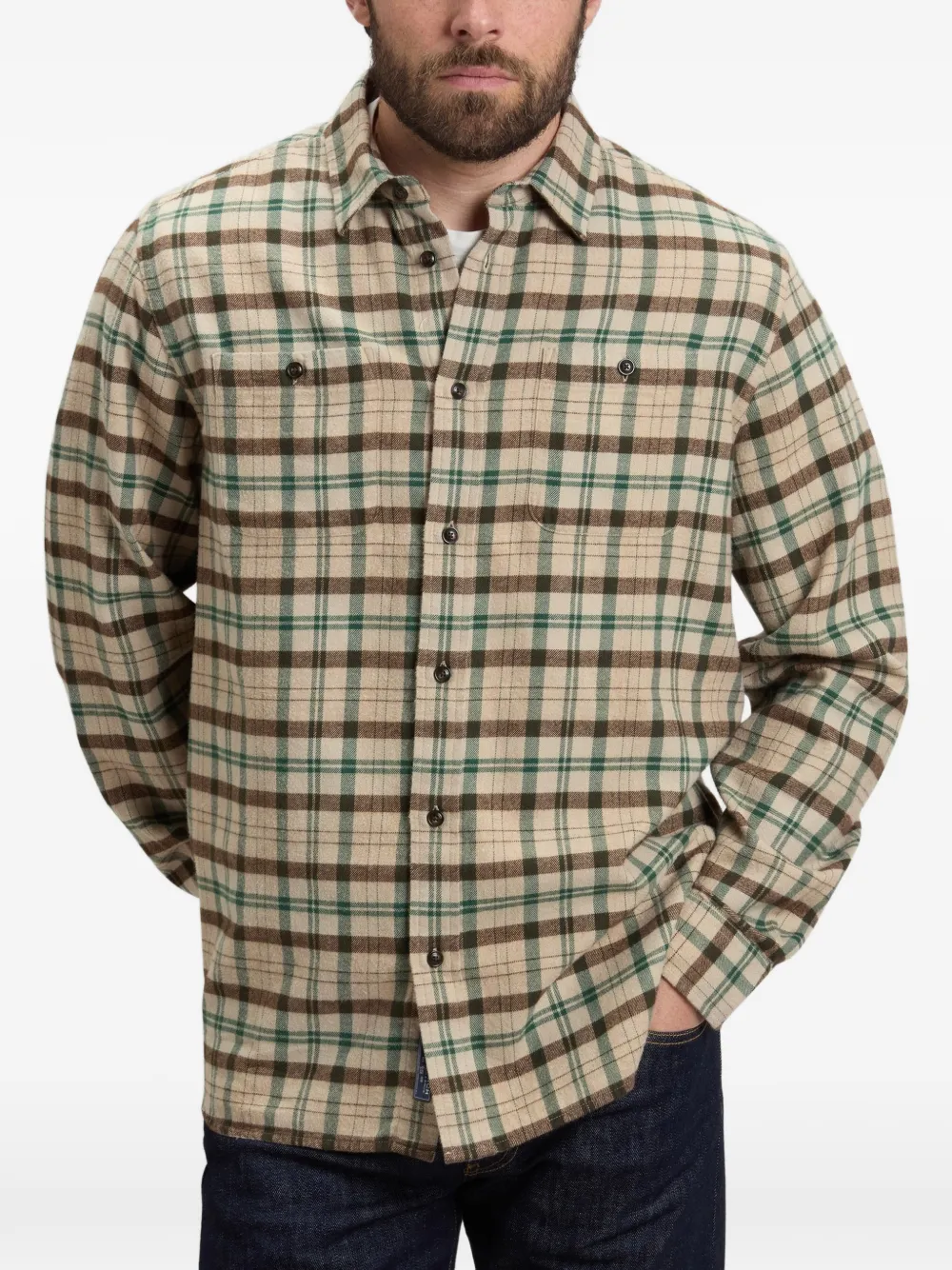 Woolrich Warren geruit flanellen overhemd Beige