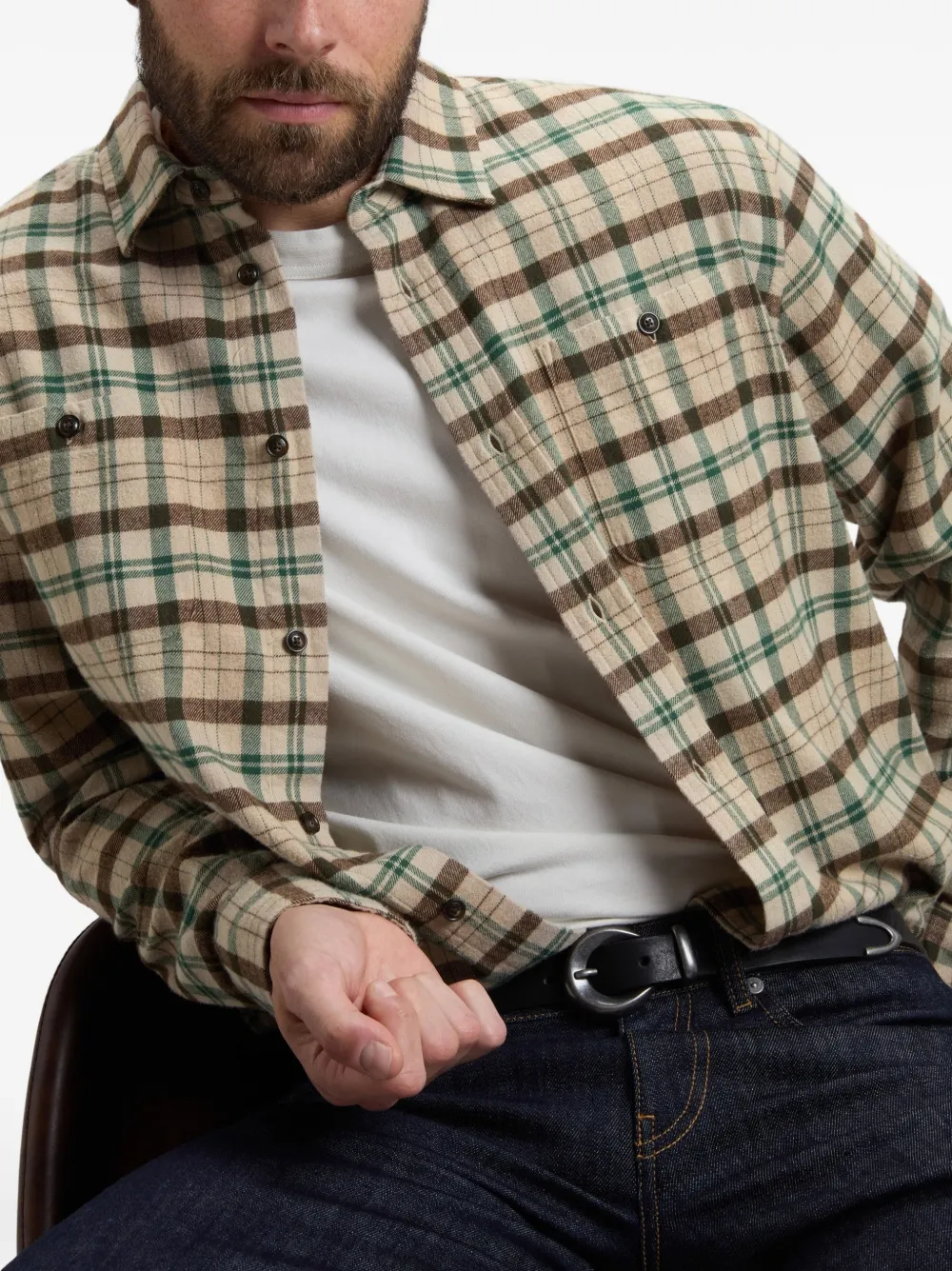 Woolrich Warren geruit flanellen overhemd Beige