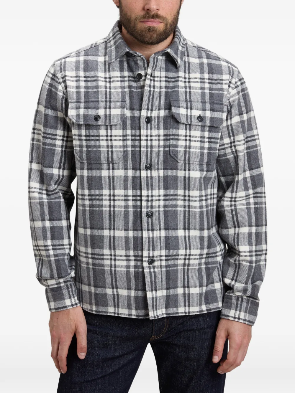 Woolrich Geruit overhemd met klepzak Grijs