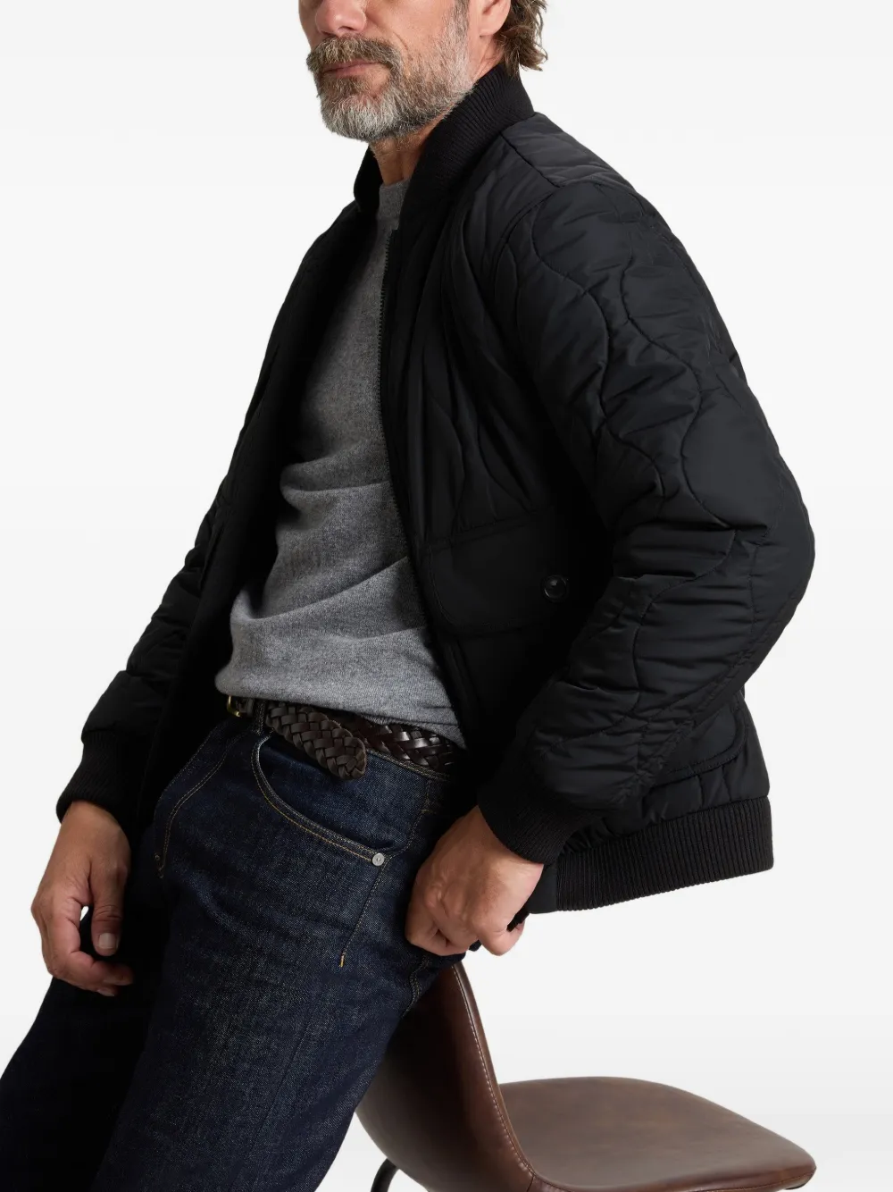 Woolrich Bomberjack met uivormig quiltpatroon Zwart