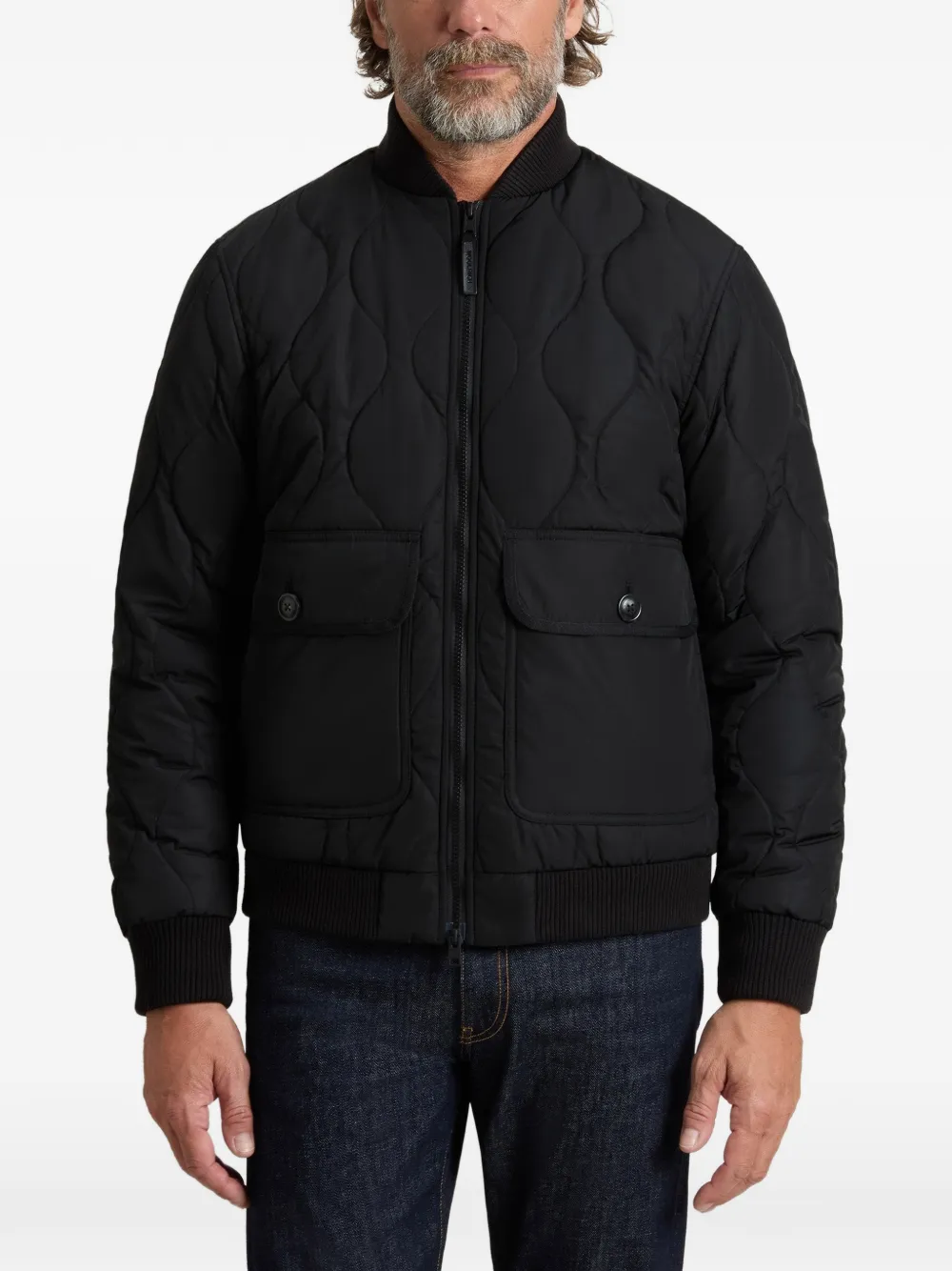 Woolrich Bomberjack met uivormig quiltpatroon Zwart