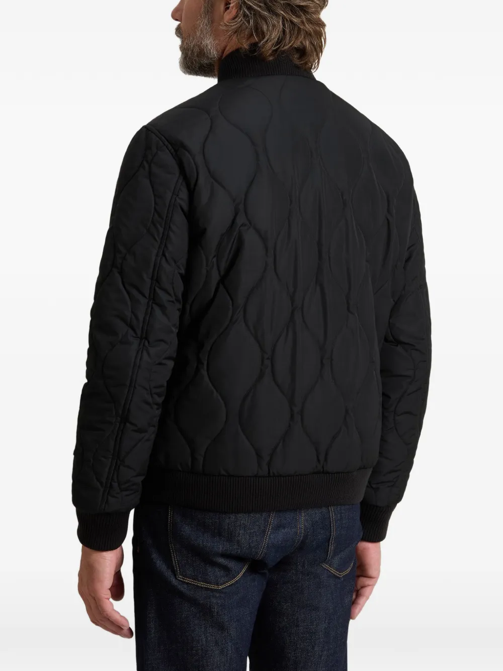 Woolrich Bomberjack met uivormig quiltpatroon Zwart