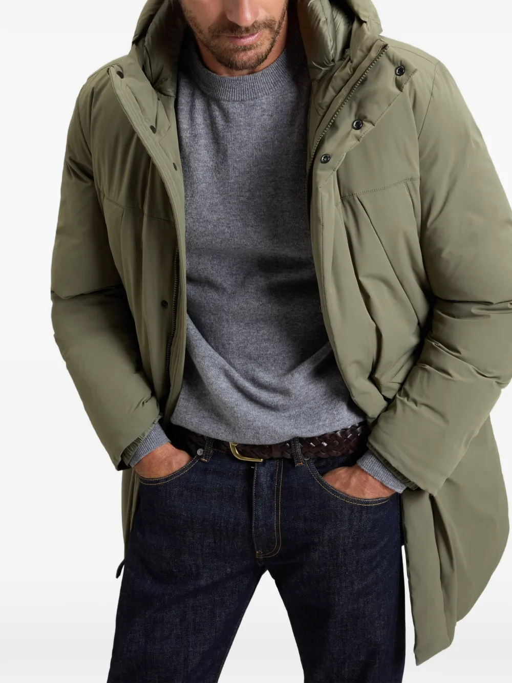 Woolrich Matt Stretch Teton jack met capuchon Groen