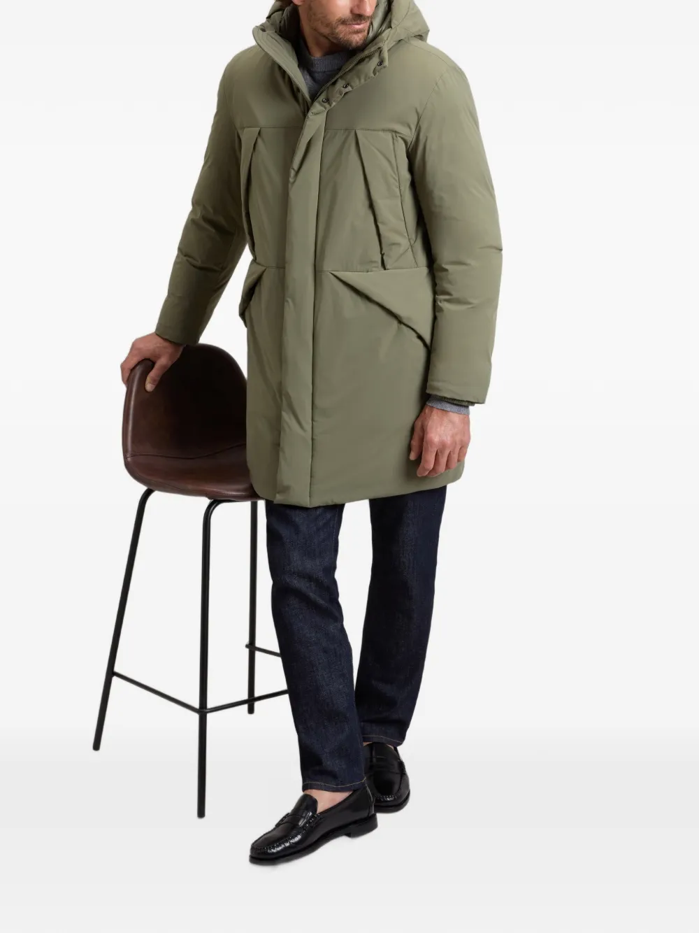 Woolrich Matt Stretch Teton jack met capuchon Groen