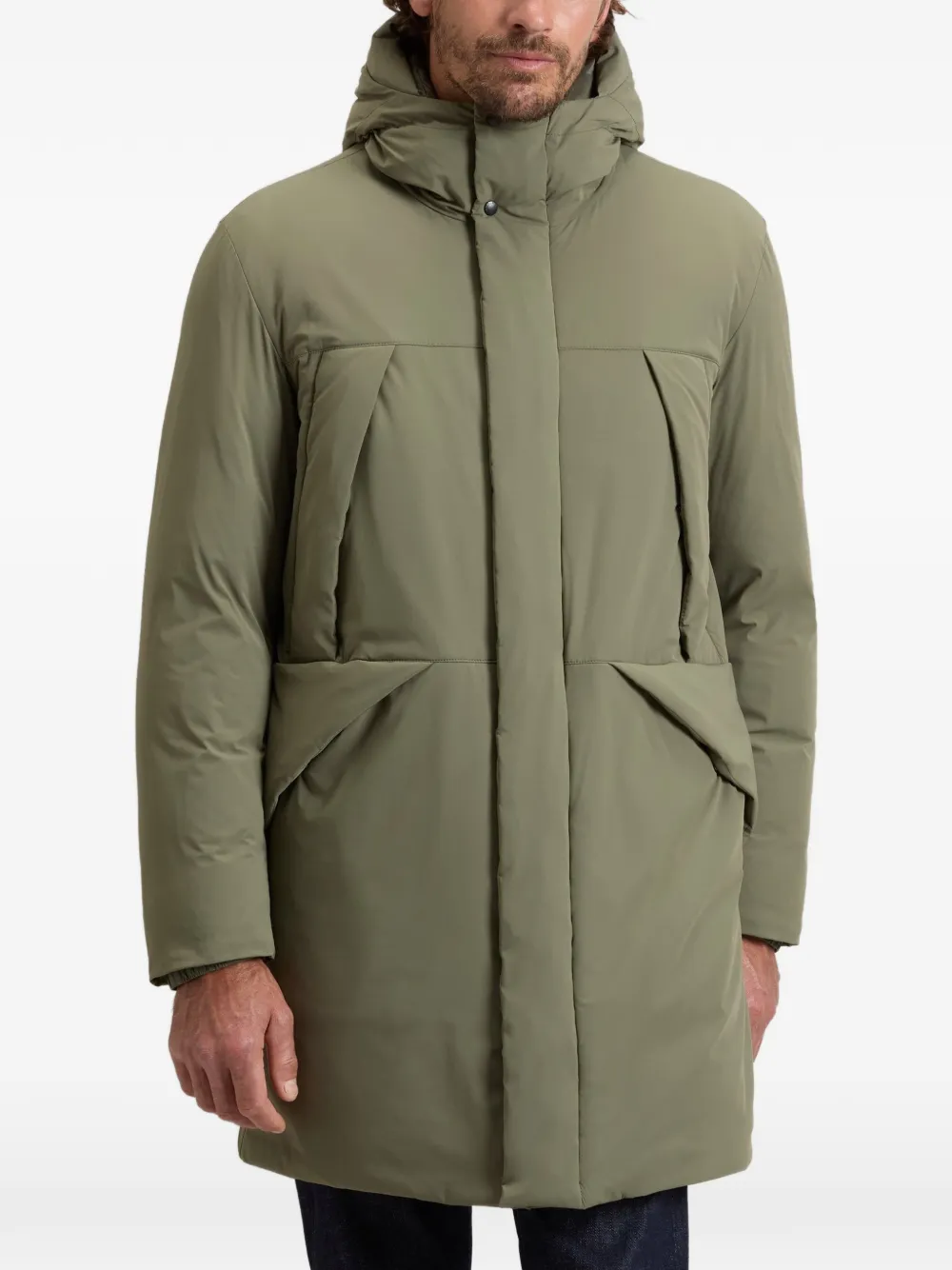 Woolrich Matt Stretch Teton jack met capuchon Groen