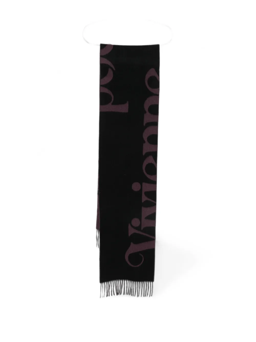 Vivienne Westwood logo-intarsia fringed scarf - Nero