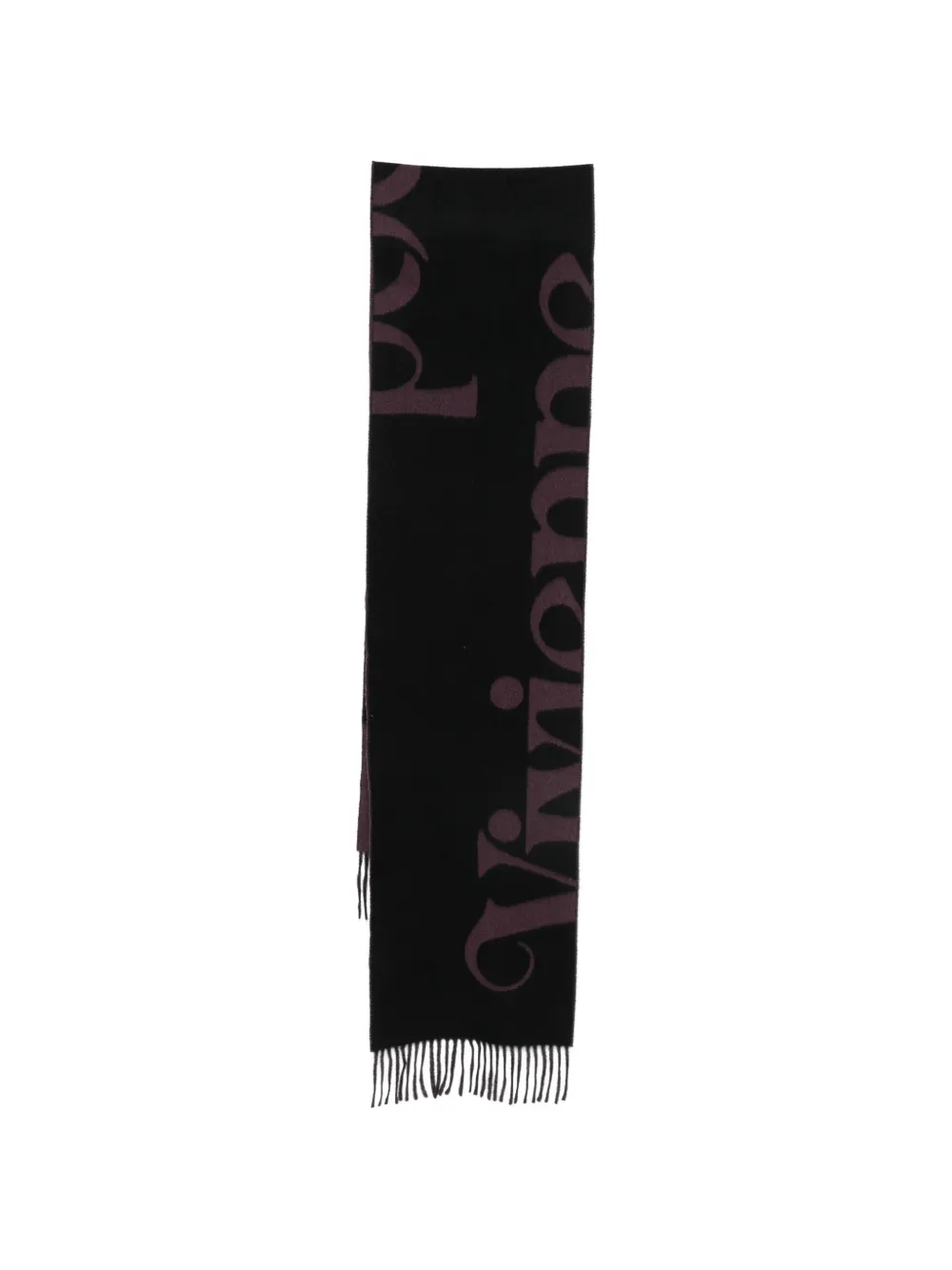 Vivienne Westwood logo-intarsia fringed scarf - Nero