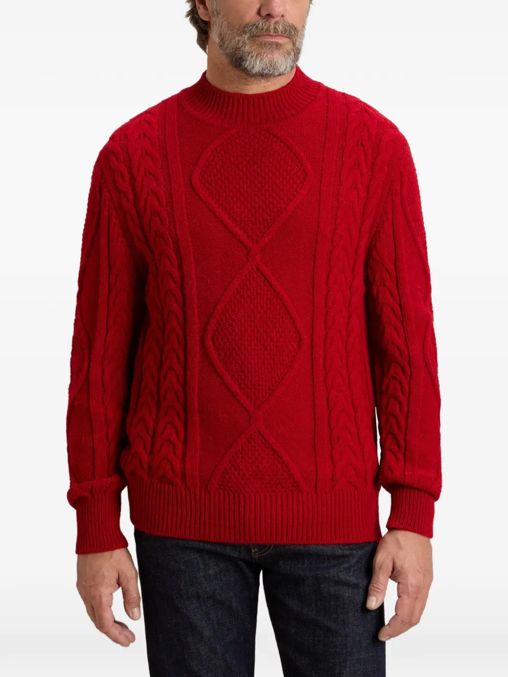 Woolrich Kabelgebreide trui met hoge hals Rood