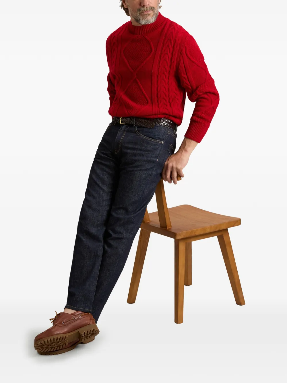 Woolrich Kabelgebreide trui met hoge hals Rood