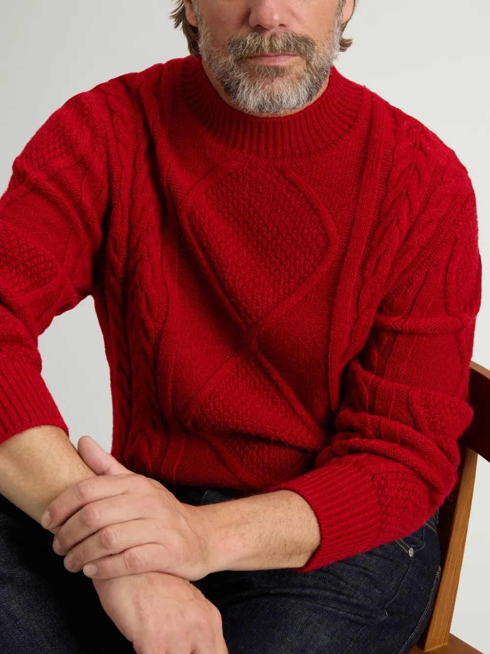 Woolrich Kabelgebreide trui met hoge hals Rood