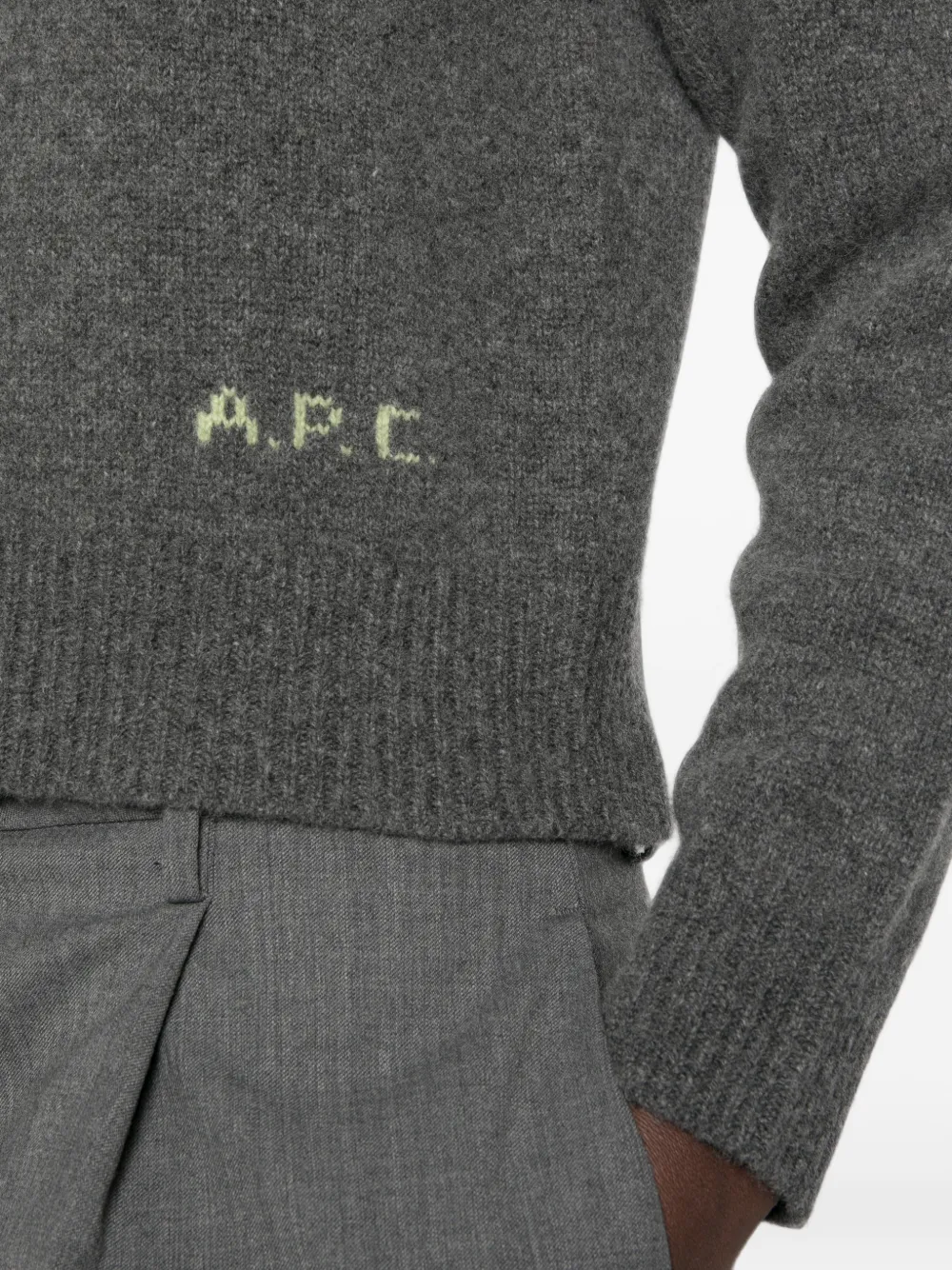 A.P.C. Trui met ronde hals en logo Grijs