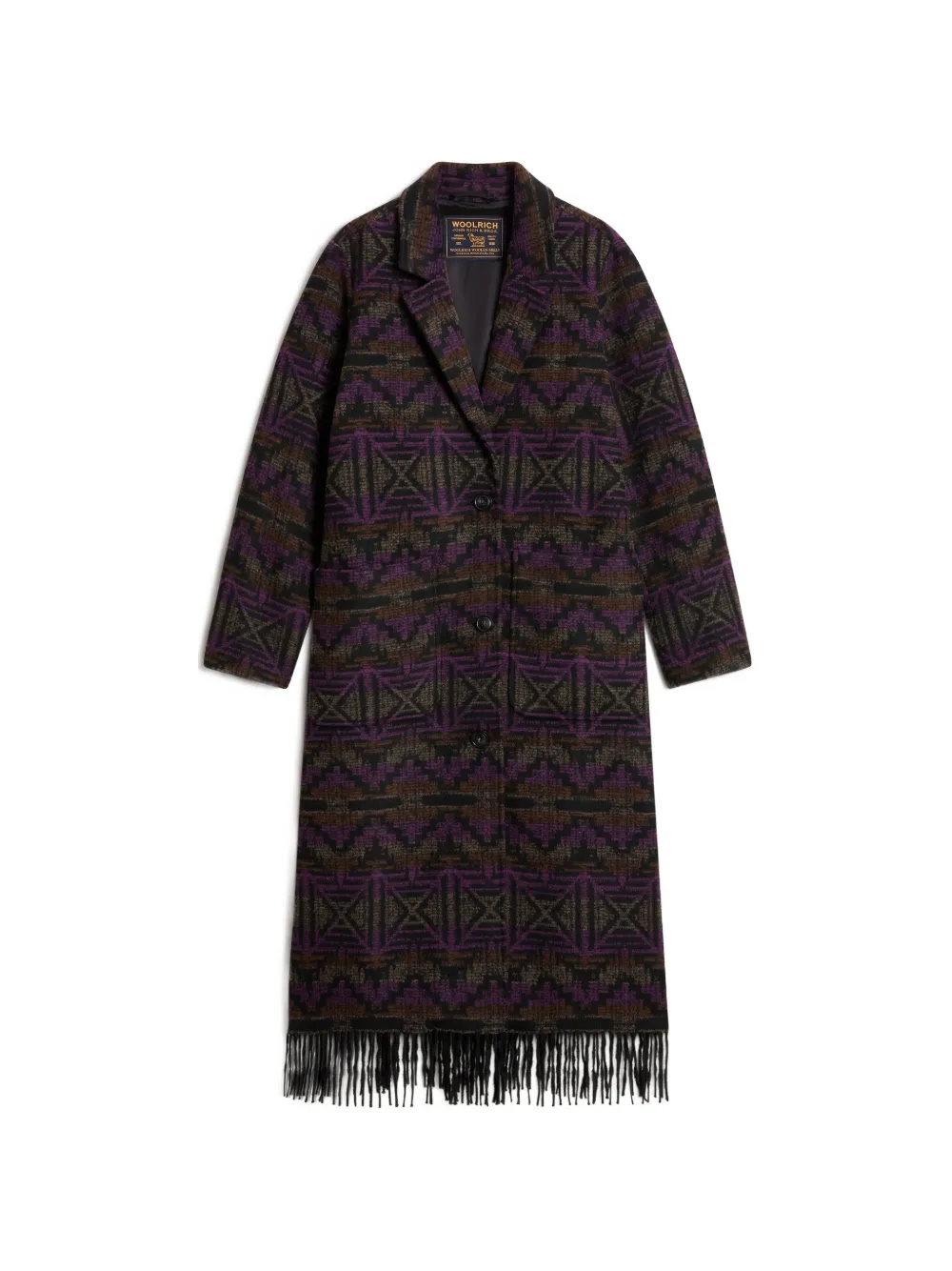 Woolrich manteau frangé à motif géométrique - Violet