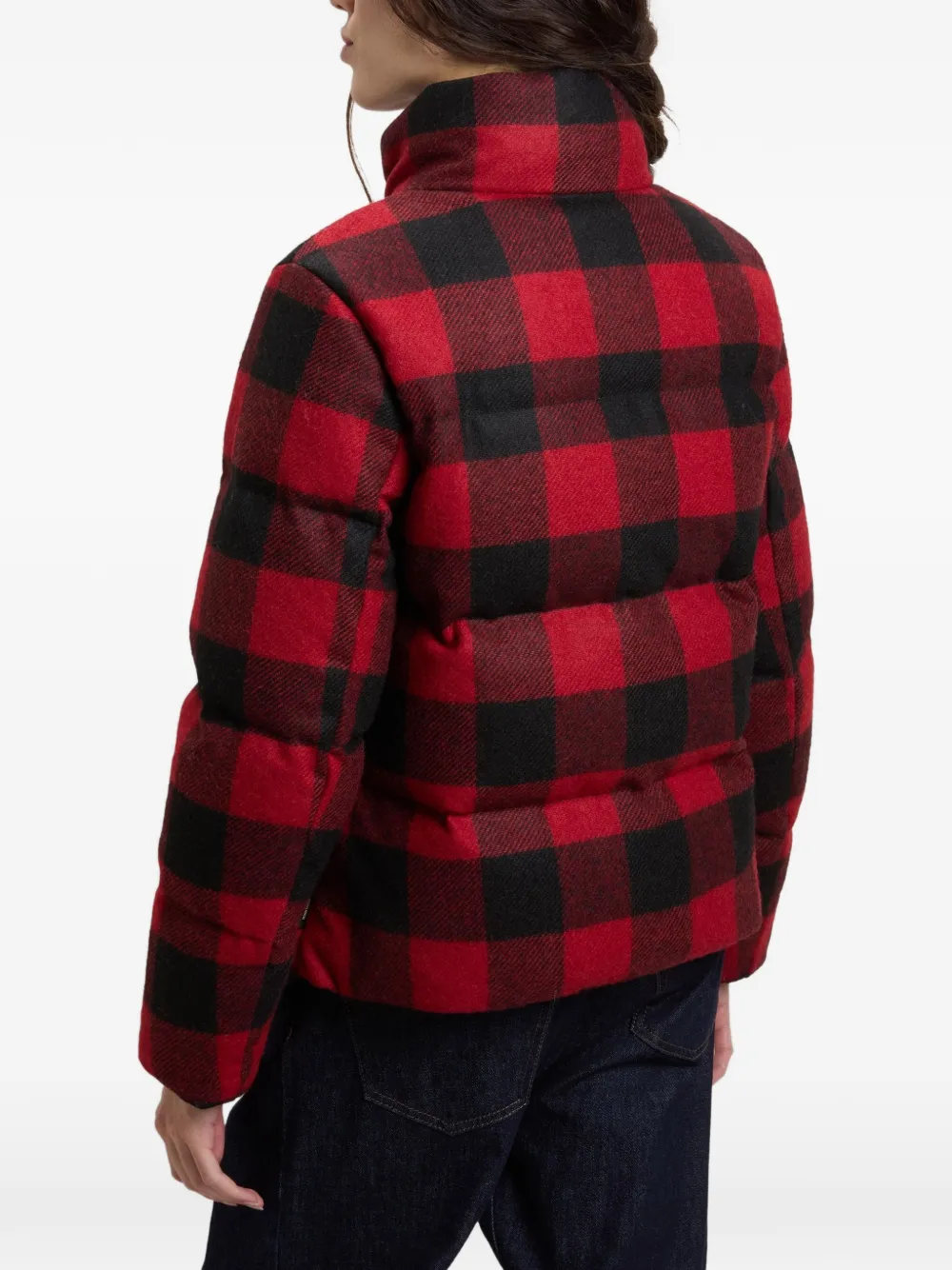 Woolrich Geruit donsjack van scheerwol Rood