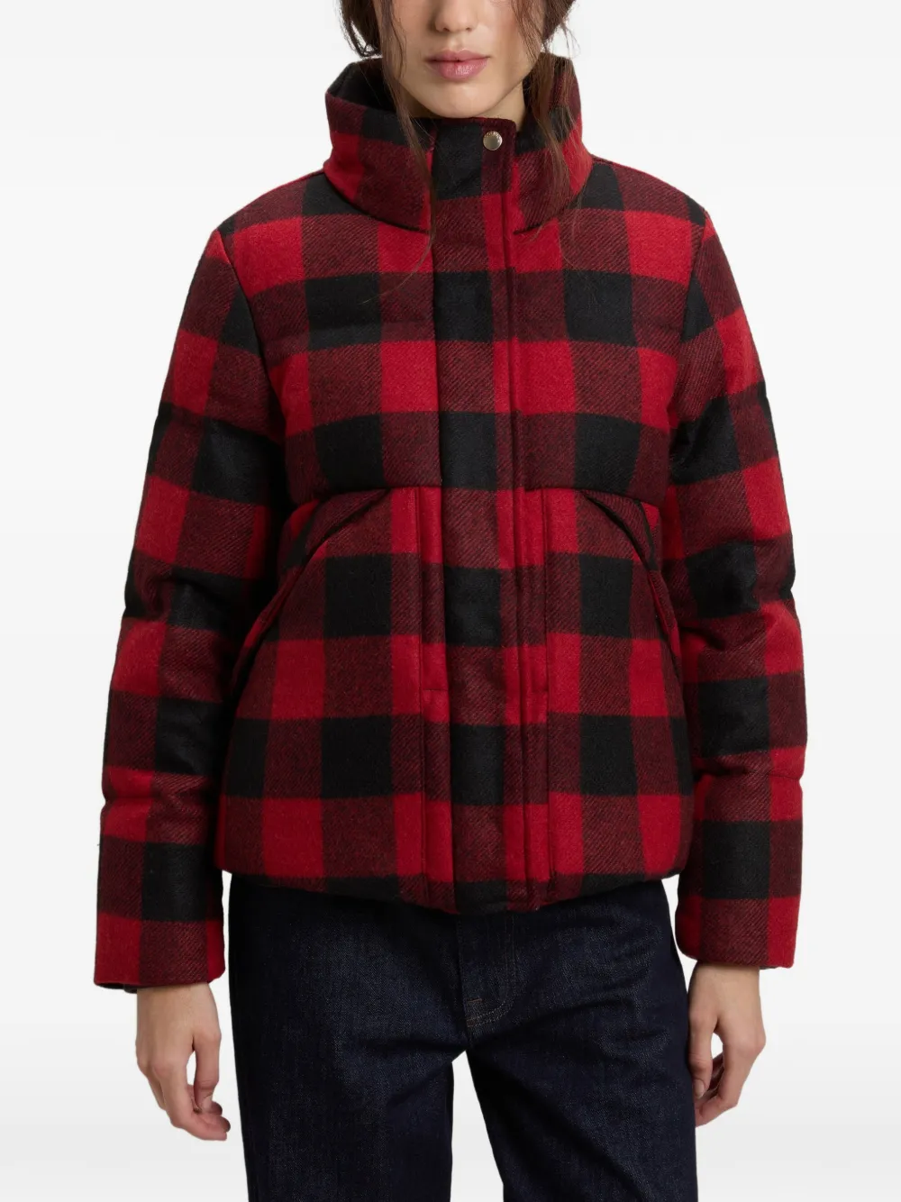 Woolrich Geruit donsjack van scheerwol Rood