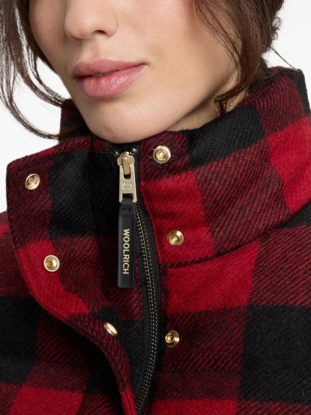Woolrich Geruit donsjack van scheerwol Rood