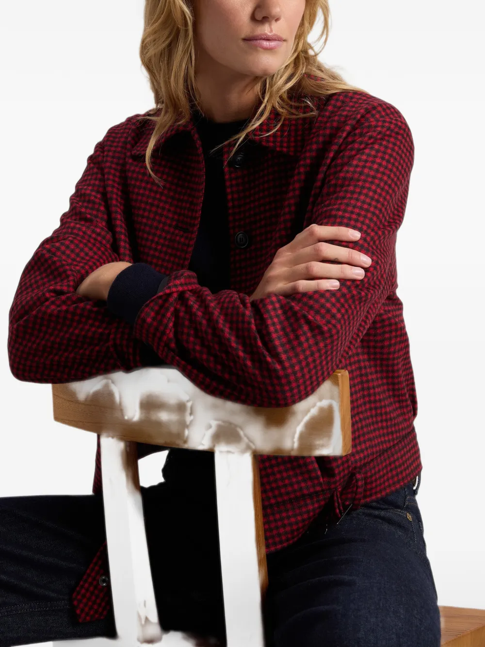 Woolrich check belted overshirt Rood