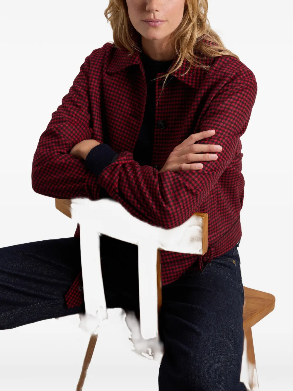 Woolrich check belted overshirt Rood