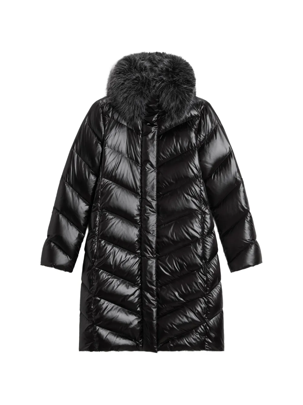 Woolrich Steppjacke mit Pelzbesatz - Schwarz