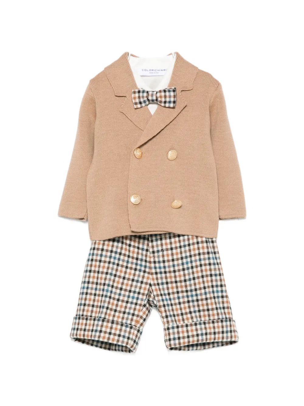 Colorichiari check-pattern four-piece set - Nude