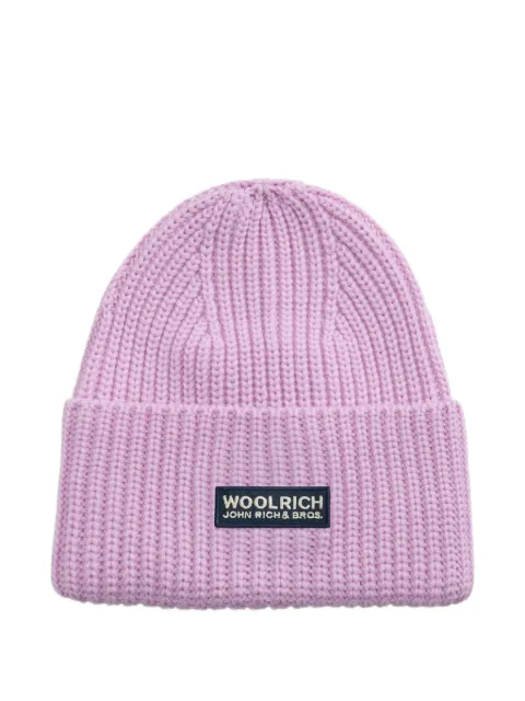 Woolrich logo-patch ribbed beanie hat