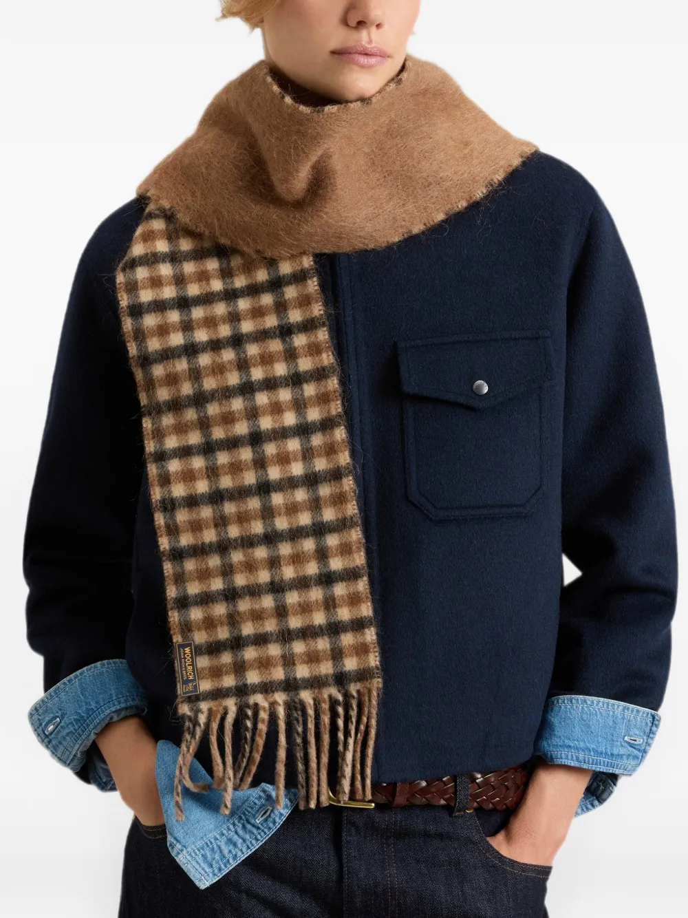 Woolrich Geruite sjaal Bruin