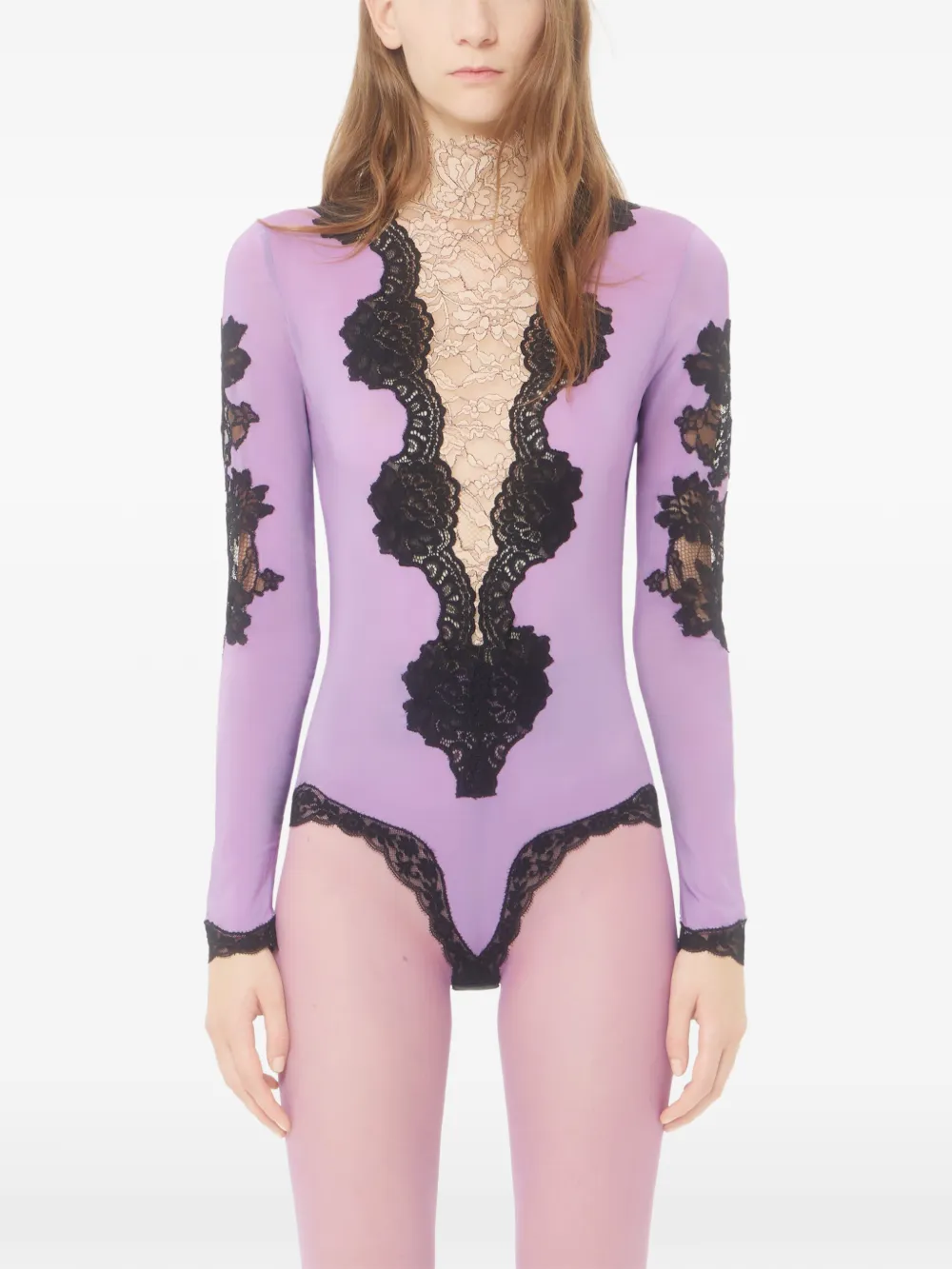 Valentino Garavani Jersey body met kant Paars