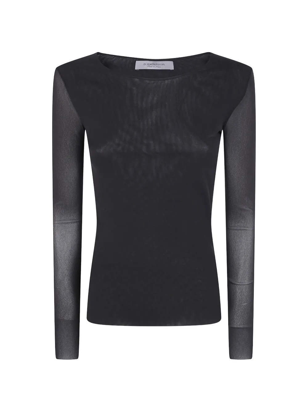 D.Exterior sheer long-sleeve top - Nero