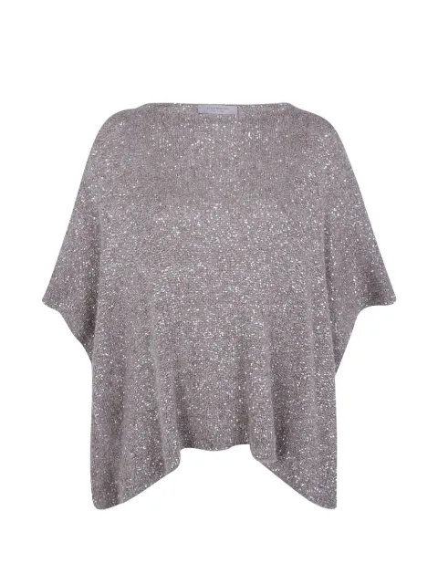 D.Exterior sequin-embellished knitted top