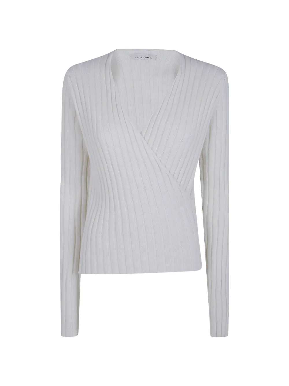 Liviana Conti ribbed-knit wrap-style sweater - Weiß