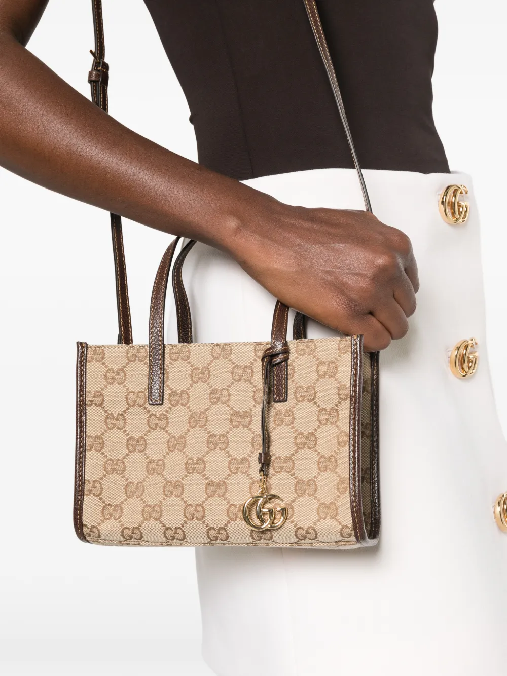 Gucci Kleine shopper met Double G-bedel Beige