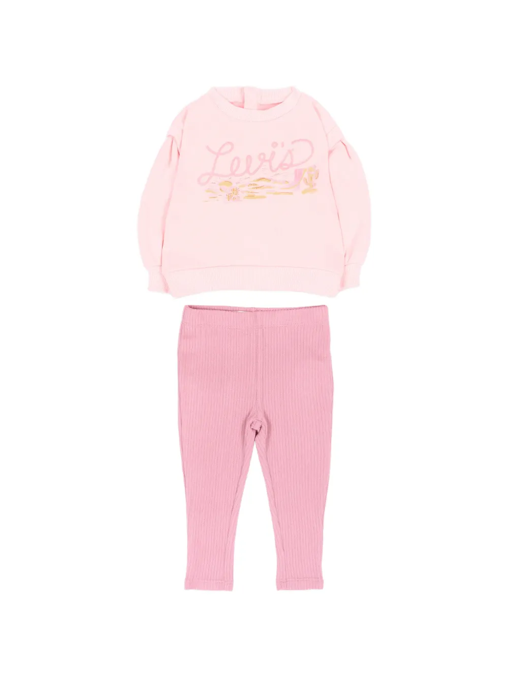 Levi's Kids logo-print ribbed pants and sweater set - Rosa
