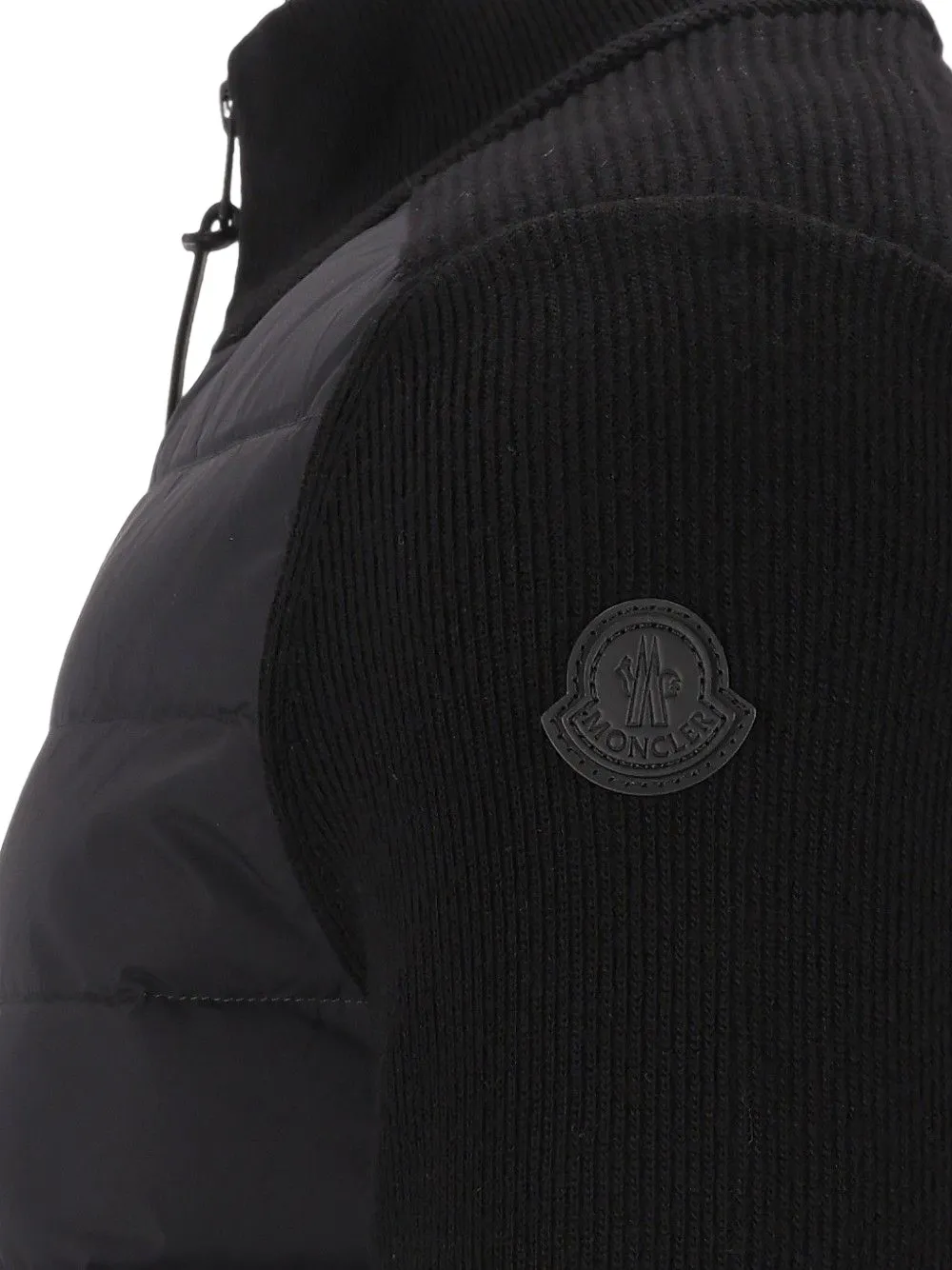 Moncler quilted panelled cardigan Zwart
