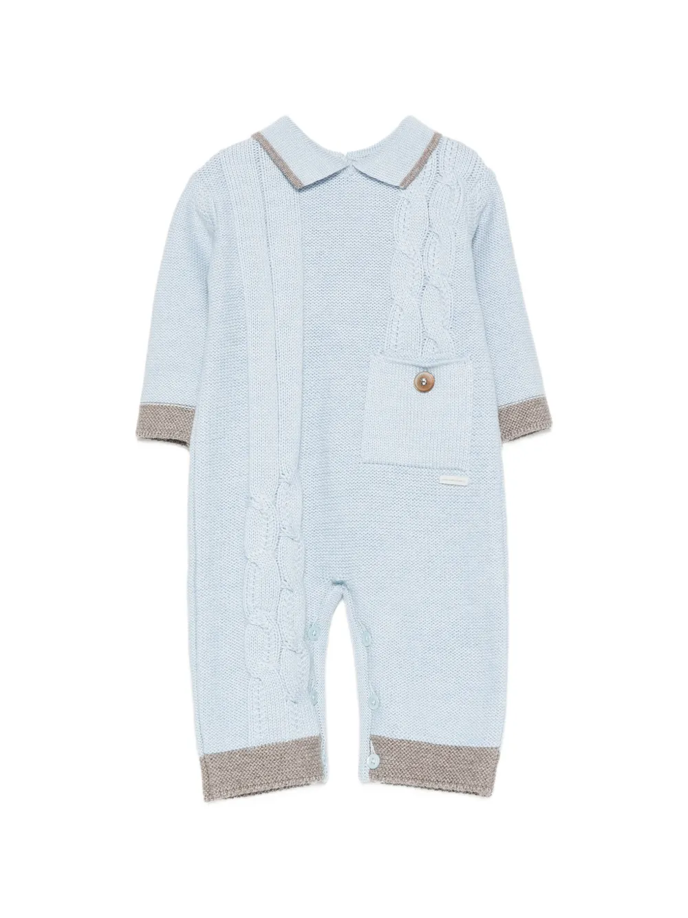 Colorichiari cable-knit contrast-trim romper - Blu