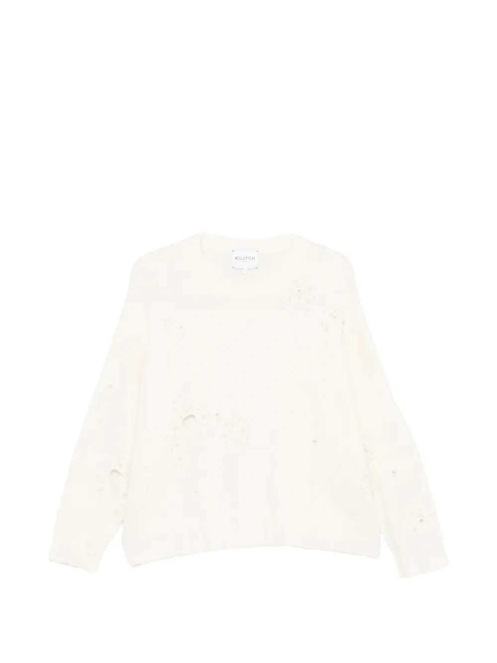 kujten Serafina pearl-embellished distressed sweater - White