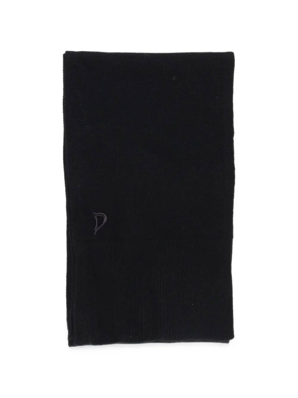 DONDUP logo-patch ribbed scarf - Schwarz