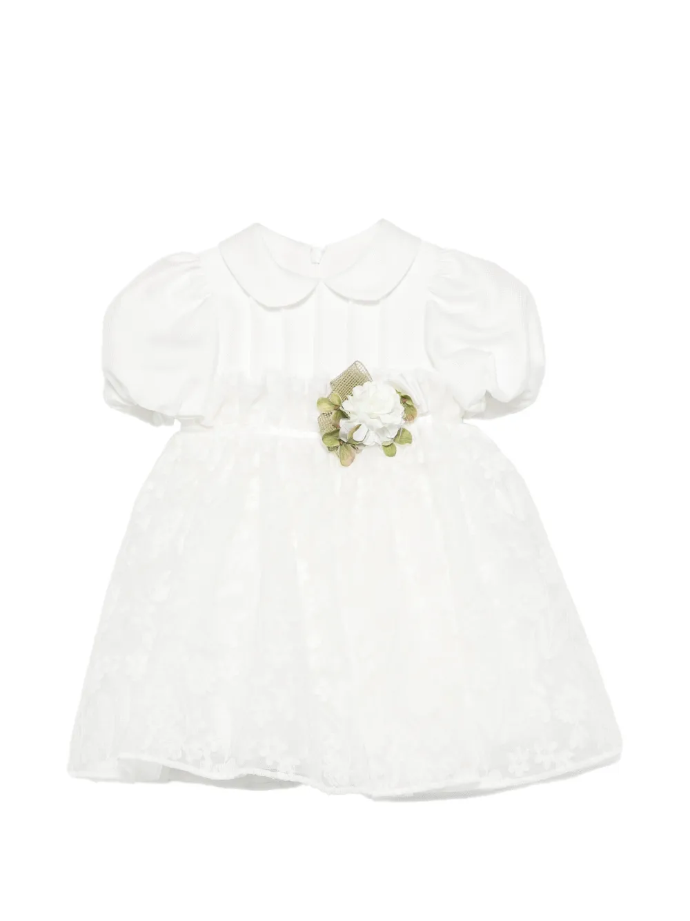 Colorichiari floral-appliqué Peter Pan-collar dress - Bianco