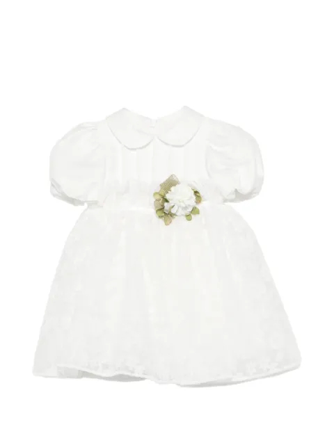Colorichiari robe à col claudine et appliqué floral