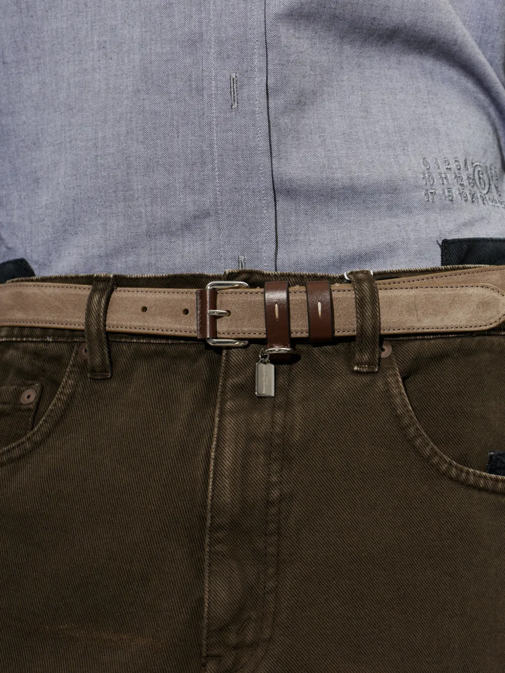 Maison Margiela Leren riem Grijs