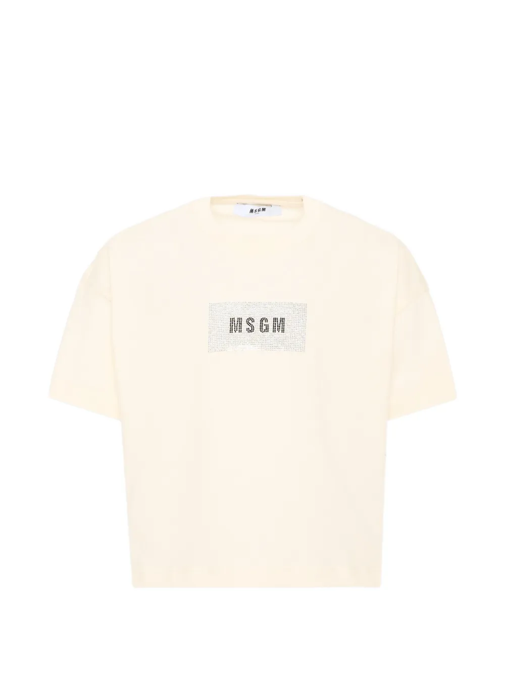 MSGM Kids rhinestone-logo T-shirt - Toni neutri