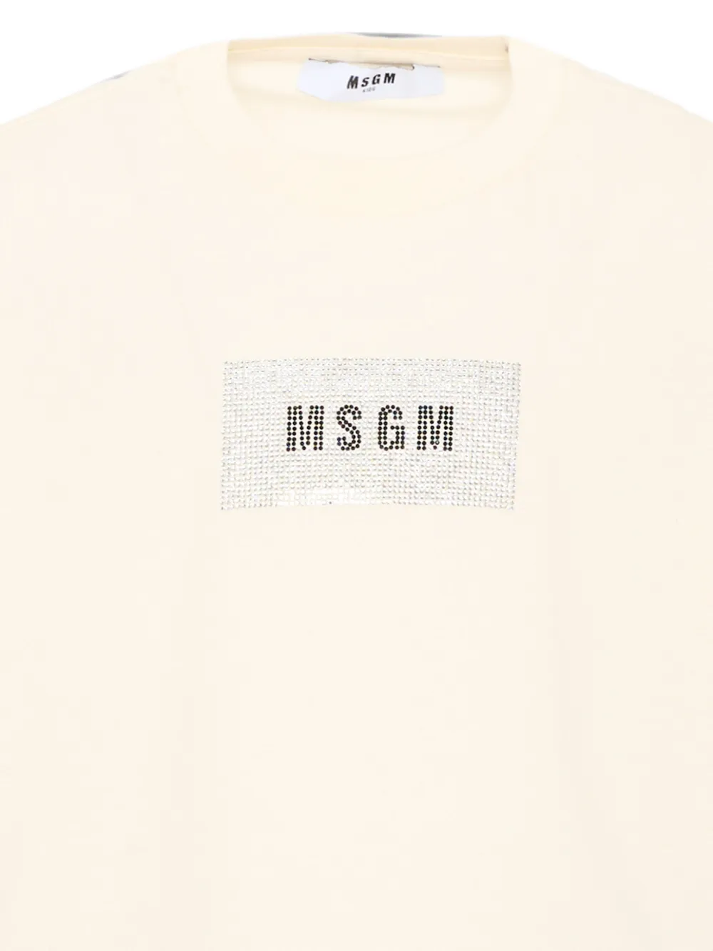 MSGM Kids T-shirt met logo van stras Beige