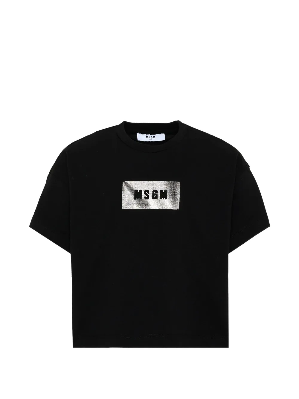 MSGM Kids rhinestone-logo T-shirt - Nero